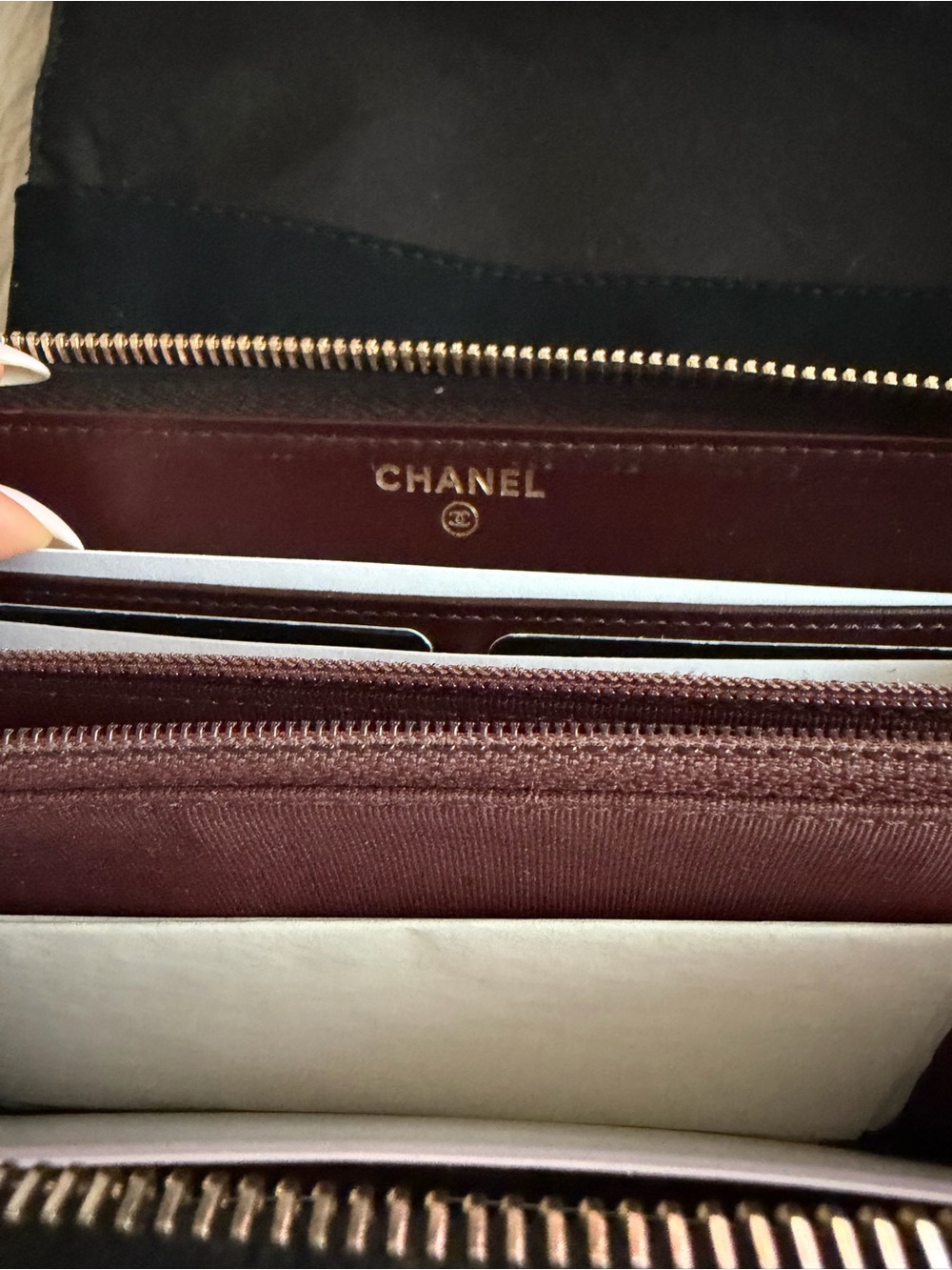 AUTHENTIC CHANEL Black Quilted Zip Wallet with Gold CC Emblem - Picture 5 of 9
